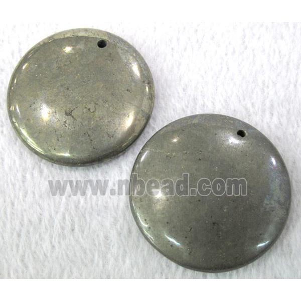 natural Pyrite pendant, flat-round