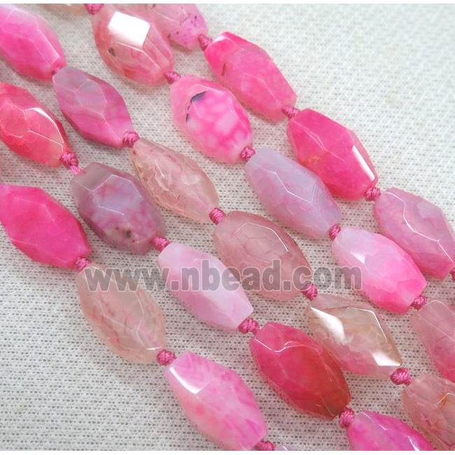 agate bead, faceted freeform, pink