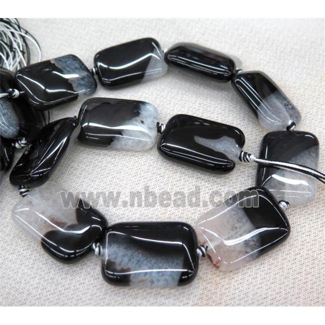 Agate Druzy rectangle beads, white black