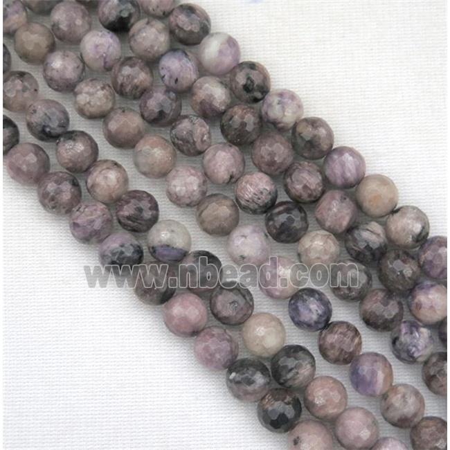 Charoite beads, faceted round