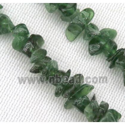 green Diopside beads, chips, freeform