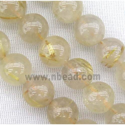 Golden Rutilated Quartz beads, round, grade-AB+