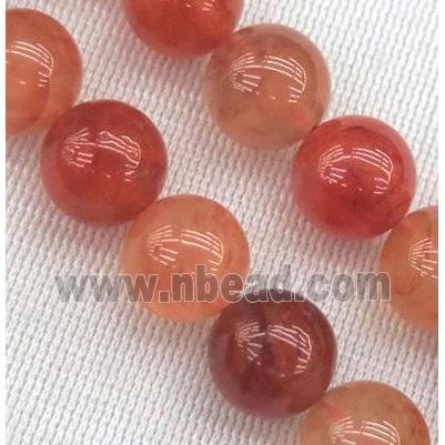 Carnelian beads, round, ruby, grade-A