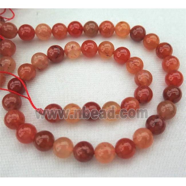 Carnelian beads, round, ruby, grade-A