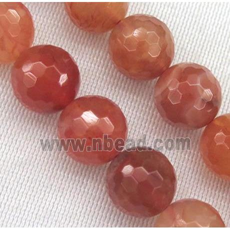 Carnelian beads, faceted round, ruby, grade-A