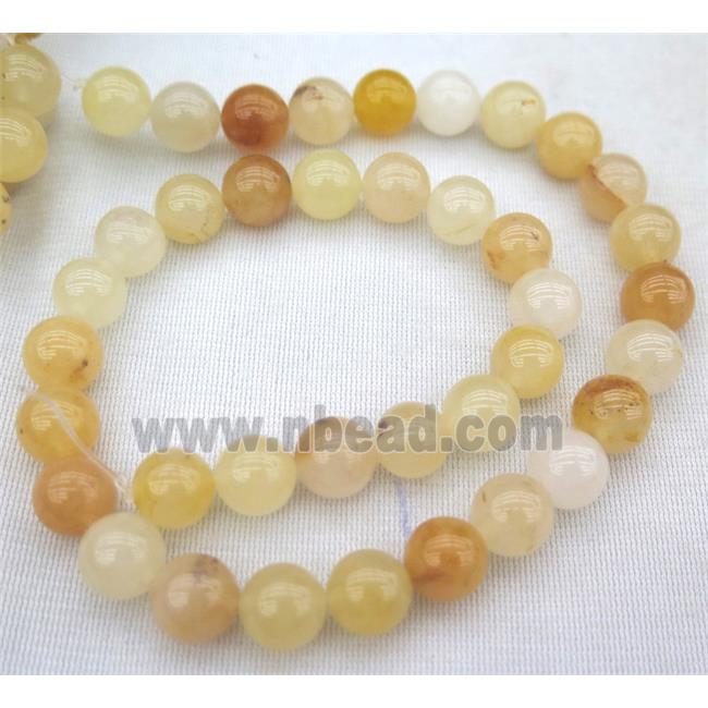 Chinese Yellow Honey Jade Beads Smooth Round