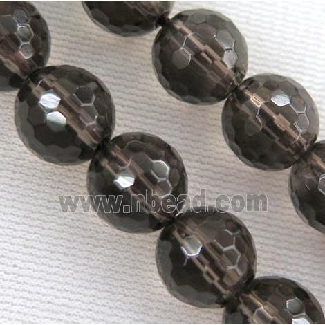 smoky quartz bead, faceted round