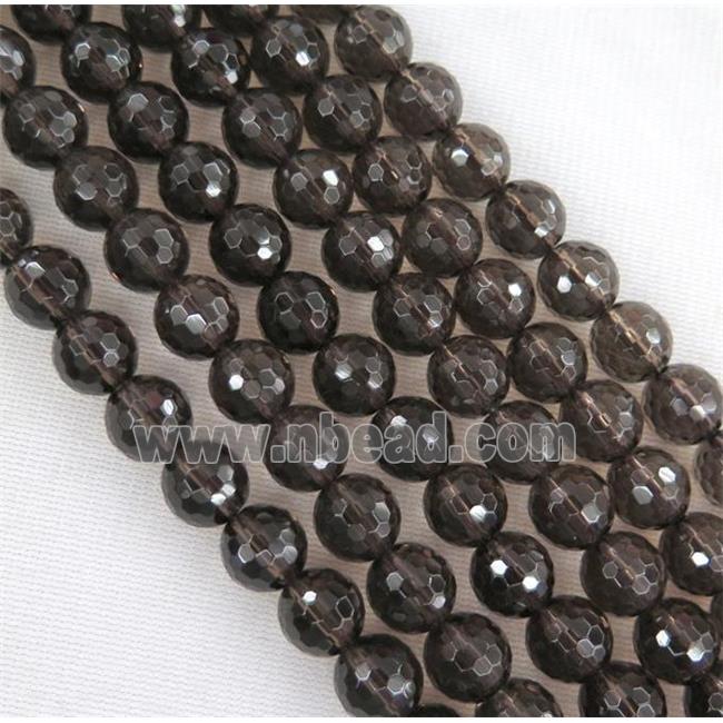 smoky quartz bead, faceted round