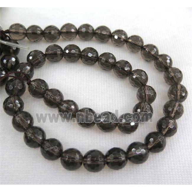 smoky quartz bead, faceted round