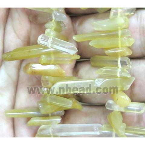 lemon quartz bead, stick, freeform