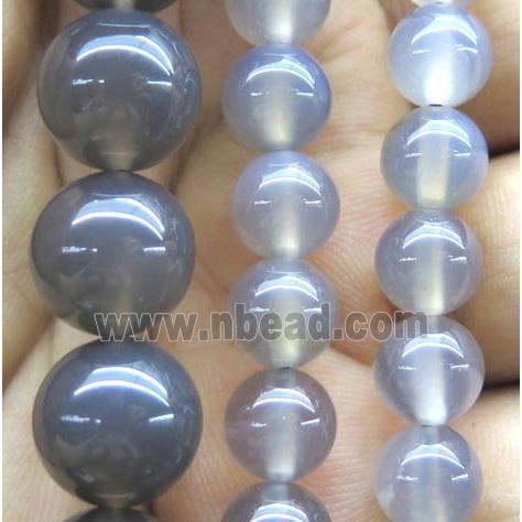 round natural Gray Agate Beads