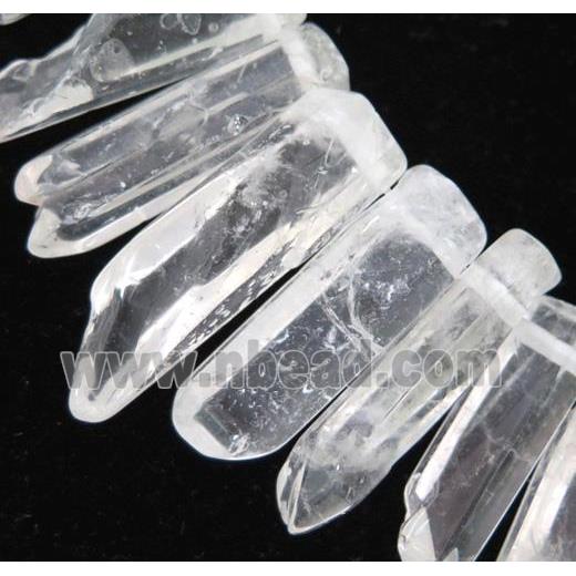 polished clear quartz stick beads for necklace, freeform