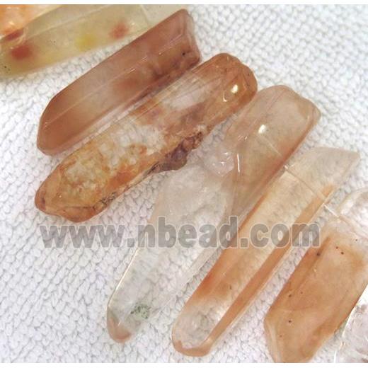 red quartz stick bead for necklace, freeform