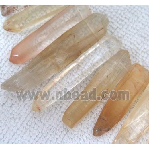 lemon quartz stick bead for necklace, freeform