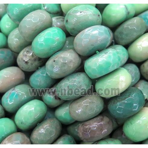 Natural Green Grass Agate Beads Faceted Rondelle