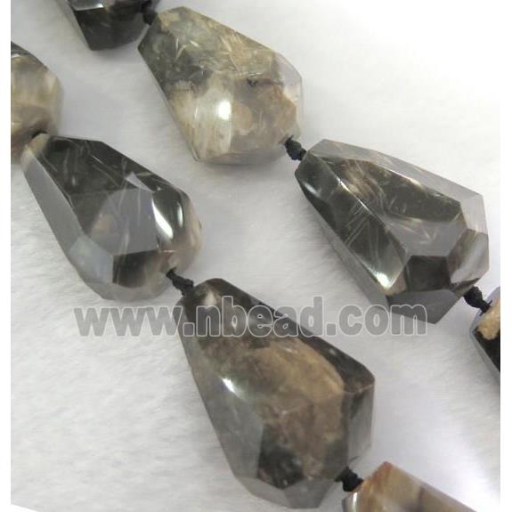 agate beads for necklace, faceted teardrop