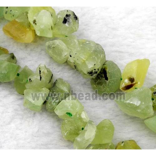 prehnite beads, freeform, green