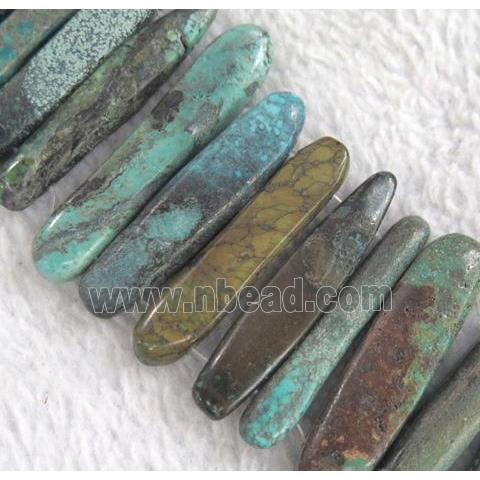 natural Turquoise beads with 2-holes, stick