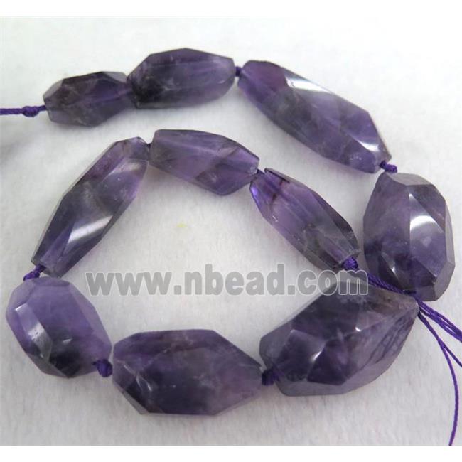 amethyst beads, faceted freeform, purple