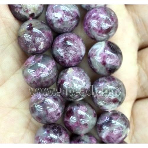 red natural Tourmaline beads, round, AB grade