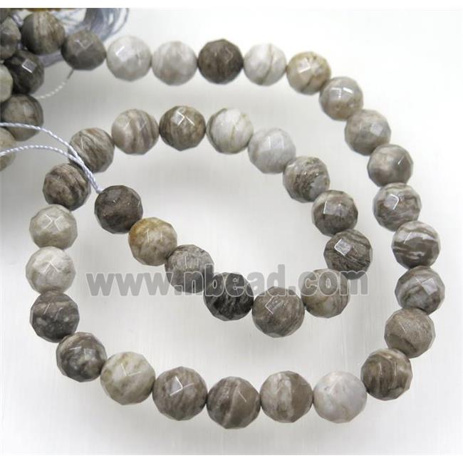 natural Silver Leaf Jasper beads, faceted round