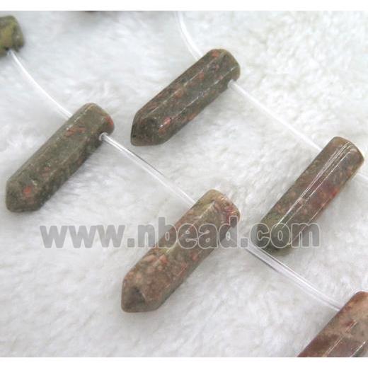 unakite beads, bullet shape