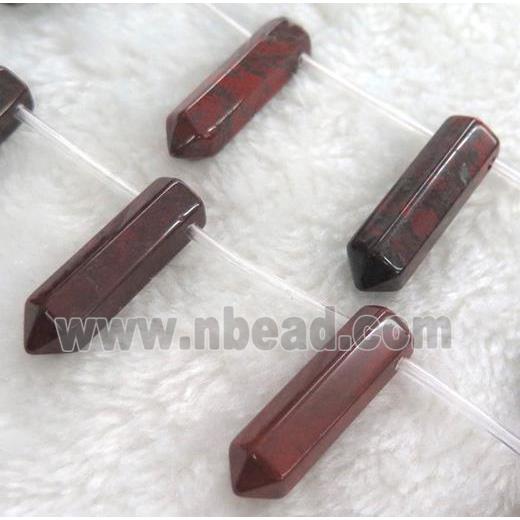 poppy jasper beads, bullet shape