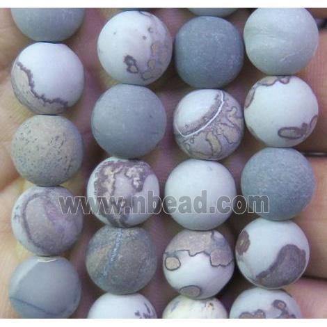 natural round matte Chohua Jasper Beads