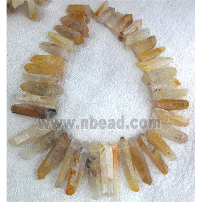 citrine stick beads, yellow, freeform