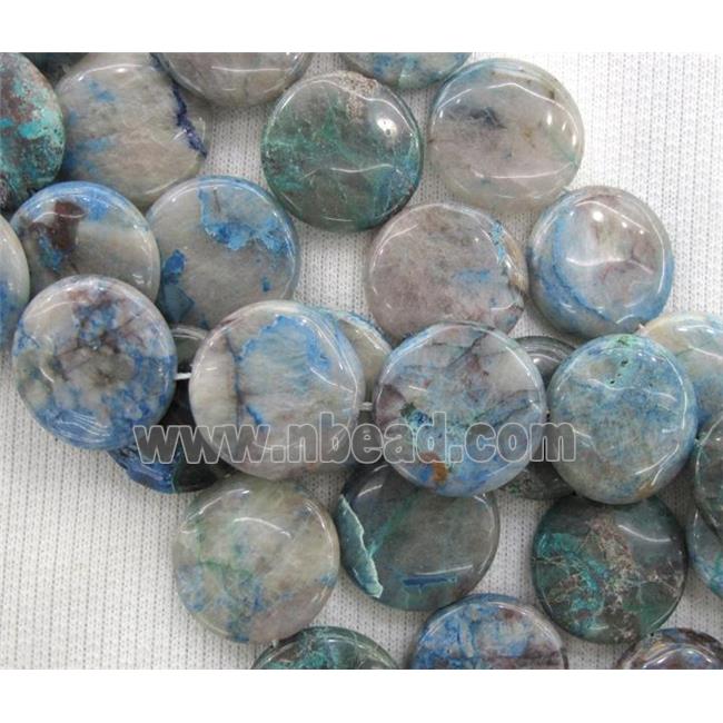 Azurite beads, flat-round