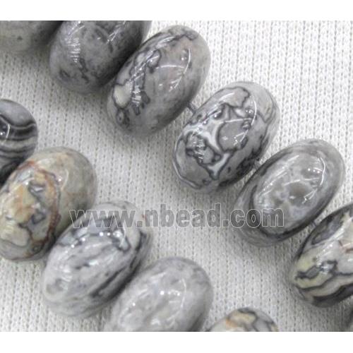 grey Picture Jasper beads, rondelle