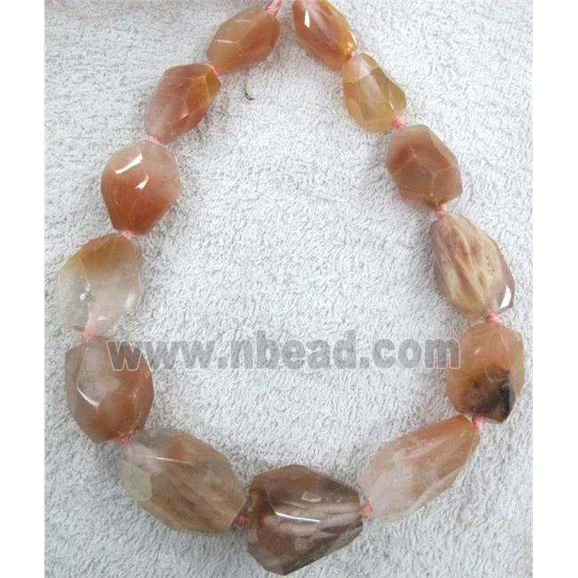 rutilated quartz for necklace, freeform nugget, faceted