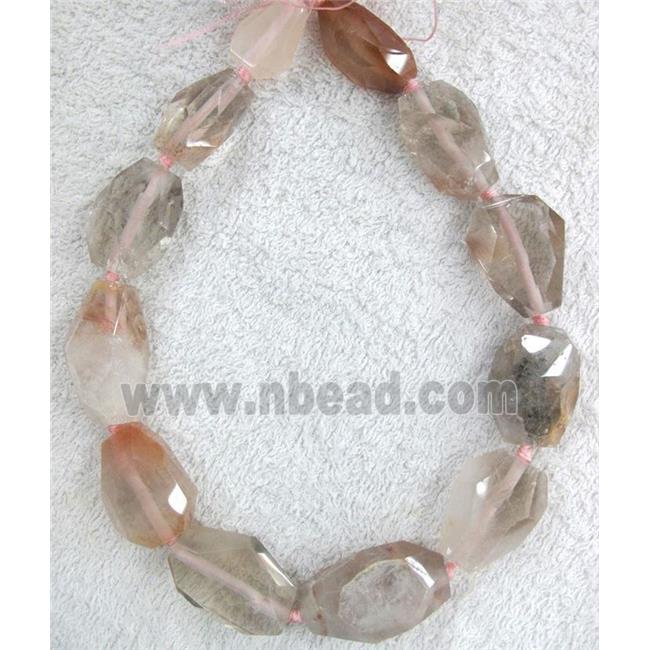 rutilated quartz for necklace, freeform nugget, faceted