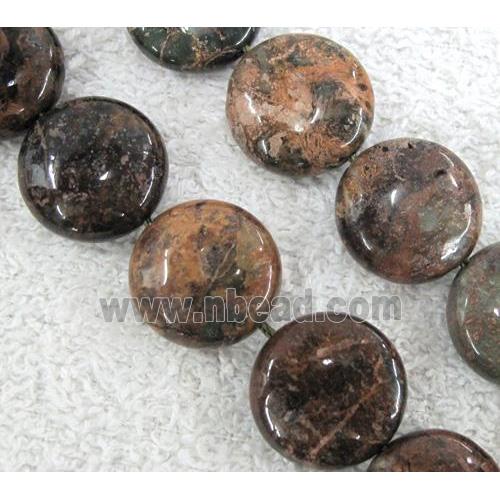 green opal bead, flat-round