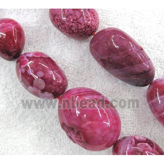 veins agate beads for necklace, freeform, hotpink