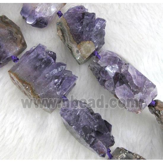 natural druzy cluster amethyst beads, freeform