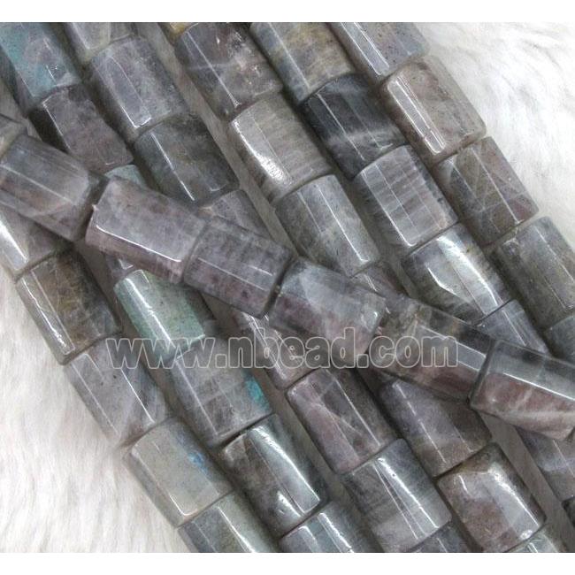 labradorite beads, faceted tube