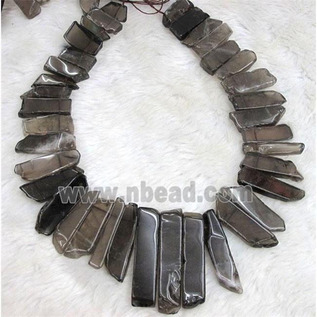 smoky quartz stick collar bead, top drilled