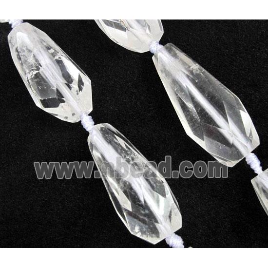 clear quartz beads, faceted teardrop