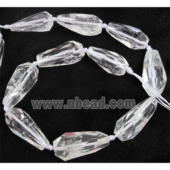 clear quartz beads, faceted teardrop