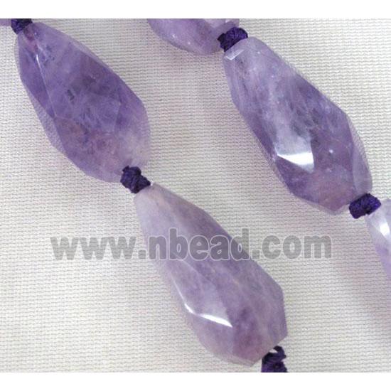 purple amethyst beads, faceted teardrop