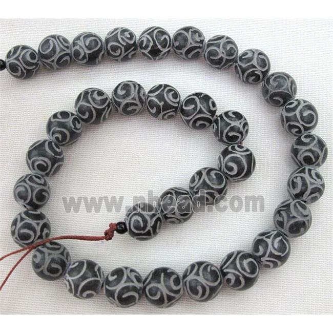 round black Agalmatolite Beads