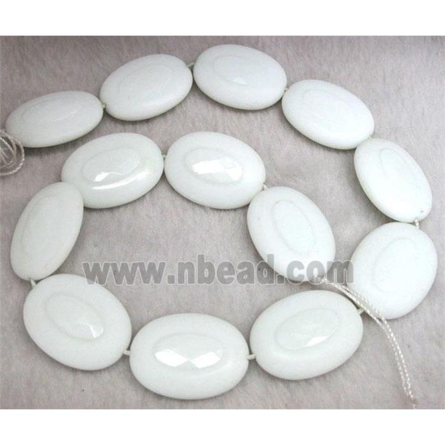 porcelain beads, flat oval, faceted