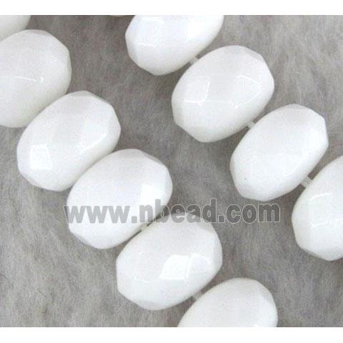 white porcelain beads, faceted rondelle