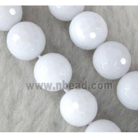 white agate beads, faceted round