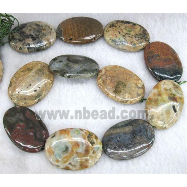 Ocean Agate beads, flat oval