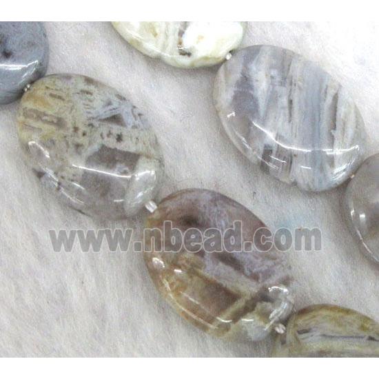 gray Bamboo Agate beads, oval