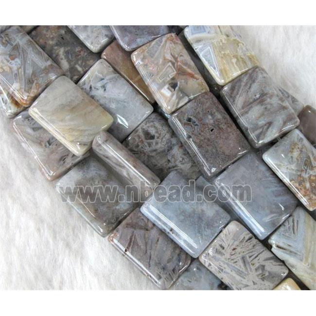 gray Bamboo Agate beads, rectangle