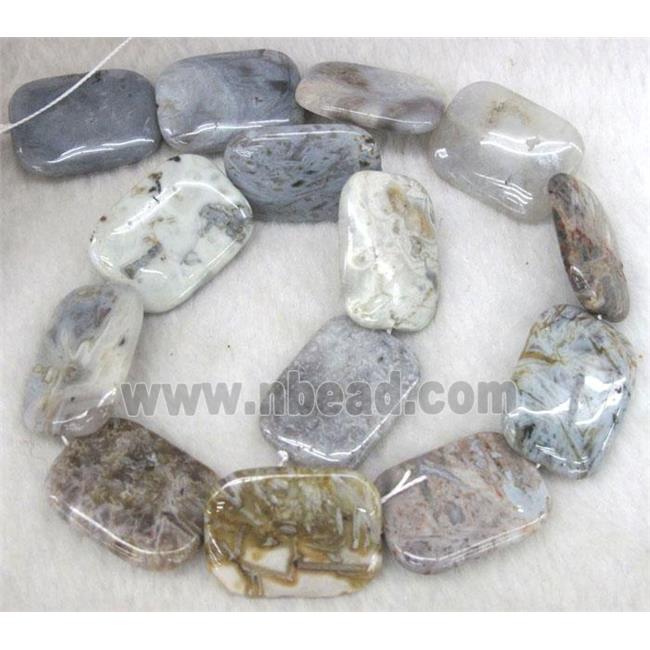 gray Bamboo Agate beads, rectangle