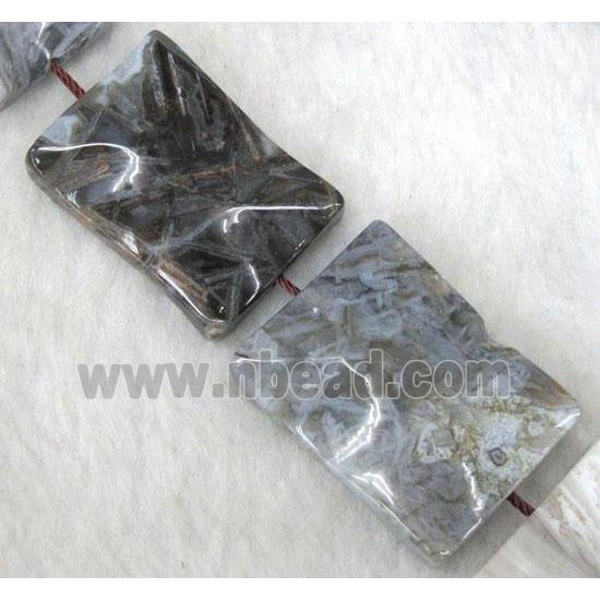 gray Bamboo Agate beads, wave rectangle